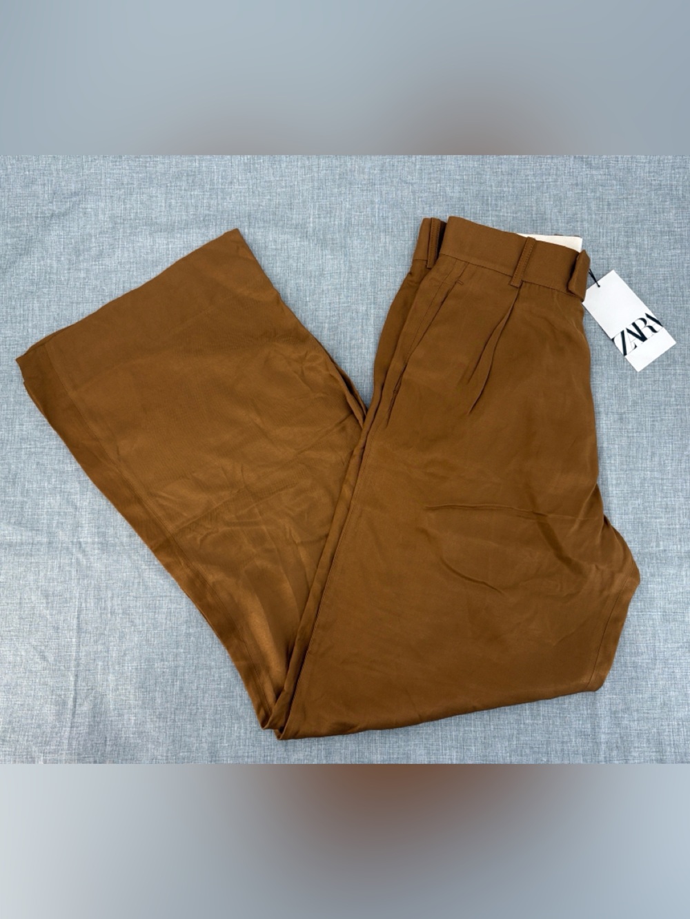 Zara New Women’s XS Satin Wide Leg Front Pockets Pant